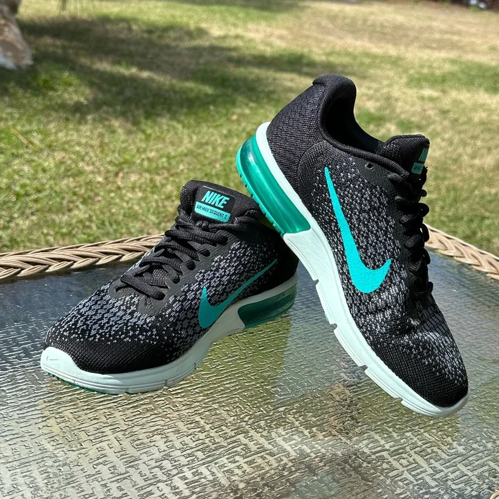 Nike Air Max Black & Teal Running Shoes, Air Max Sequent 2, excellent condition - Picture 12 of 15